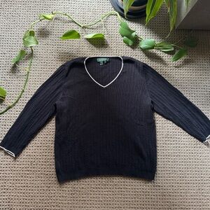 Women's Black V-Neck Sweater